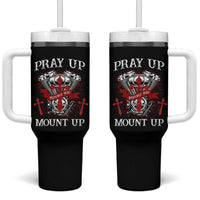 Christian Biker Tumbler With Handle Pray Up Before You Mount Up Faith