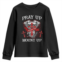 Christian Biker Youth Sweatshirt Pray Up Before You Mount Up Faith
