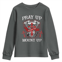 Christian Biker Youth Sweatshirt Pray Up Before You Mount Up Faith