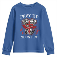 Christian Biker Youth Sweatshirt Pray Up Before You Mount Up Faith
