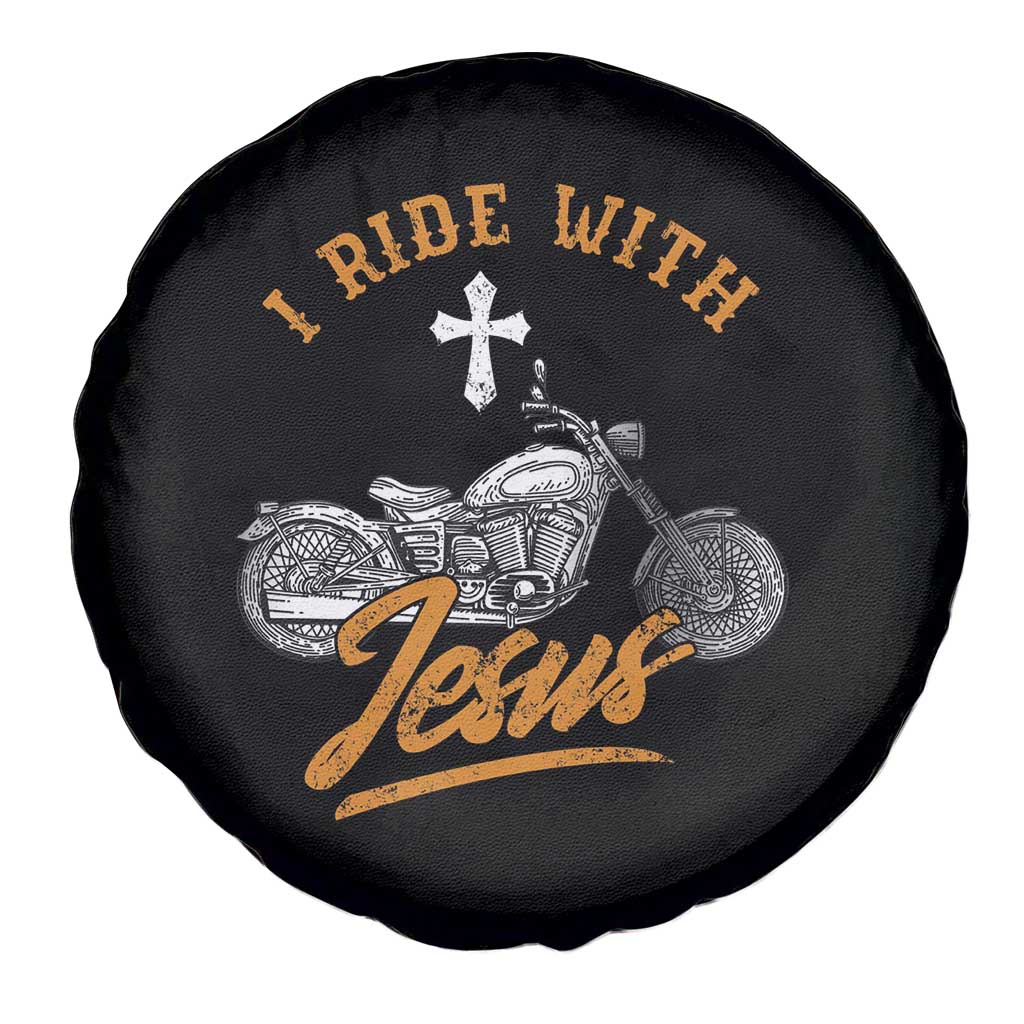 Christian Biker Spare Tire Cover I Ride With Jesus Faith Motorcycle