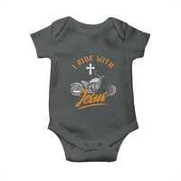 Christian Biker Baby Onesie I Ride With Jesus Faith Motorcycle