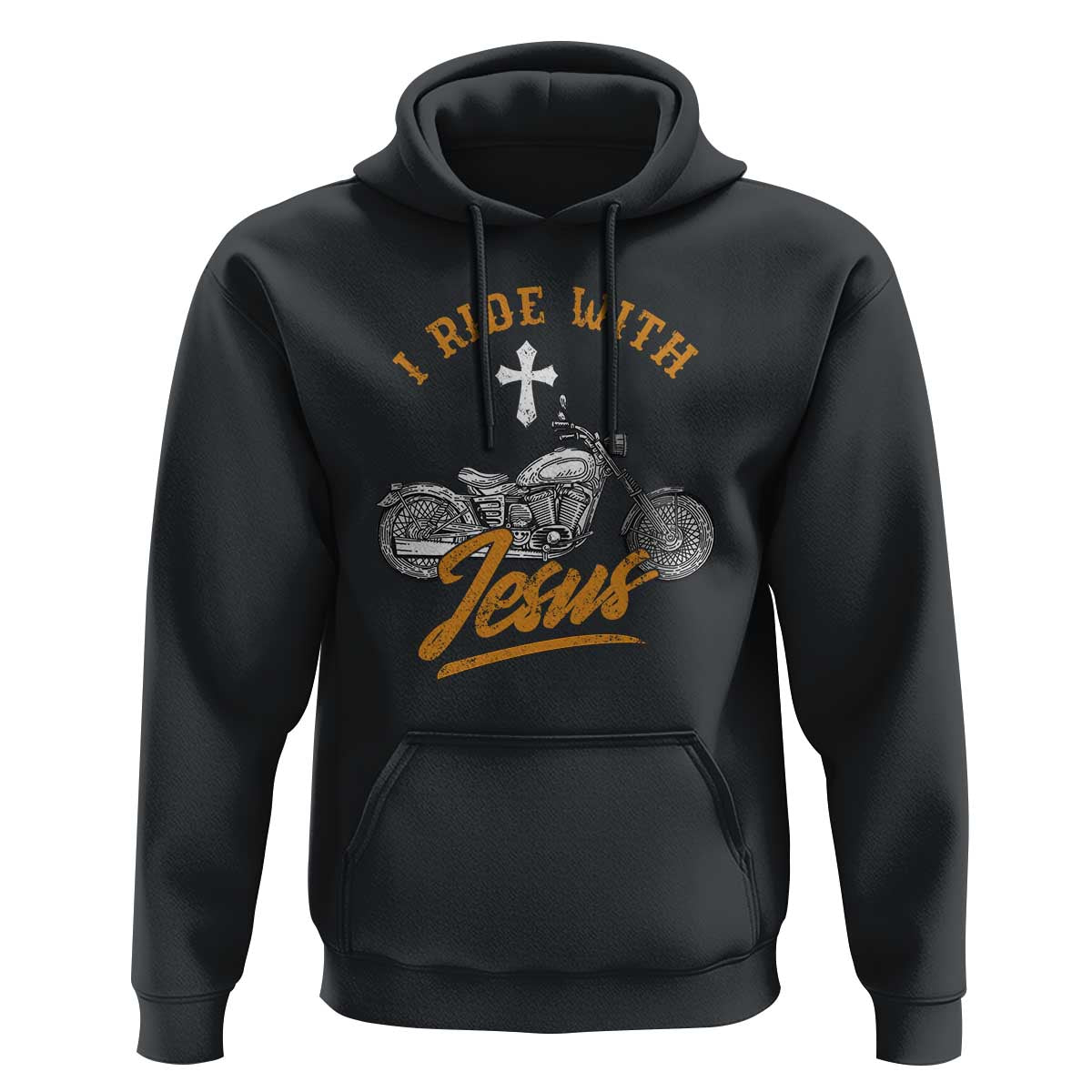 Christian Biker Hoodie I Ride With Jesus Faith Motorcycle