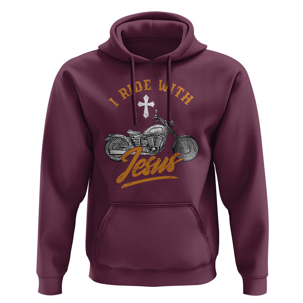 Christian Biker Hoodie I Ride With Jesus Faith Motorcycle
