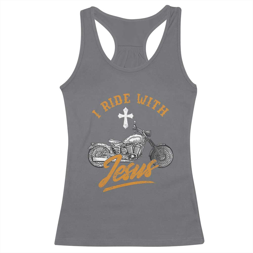 Christian Biker Racerback Tank Top I Ride With Jesus Faith Motorcycle