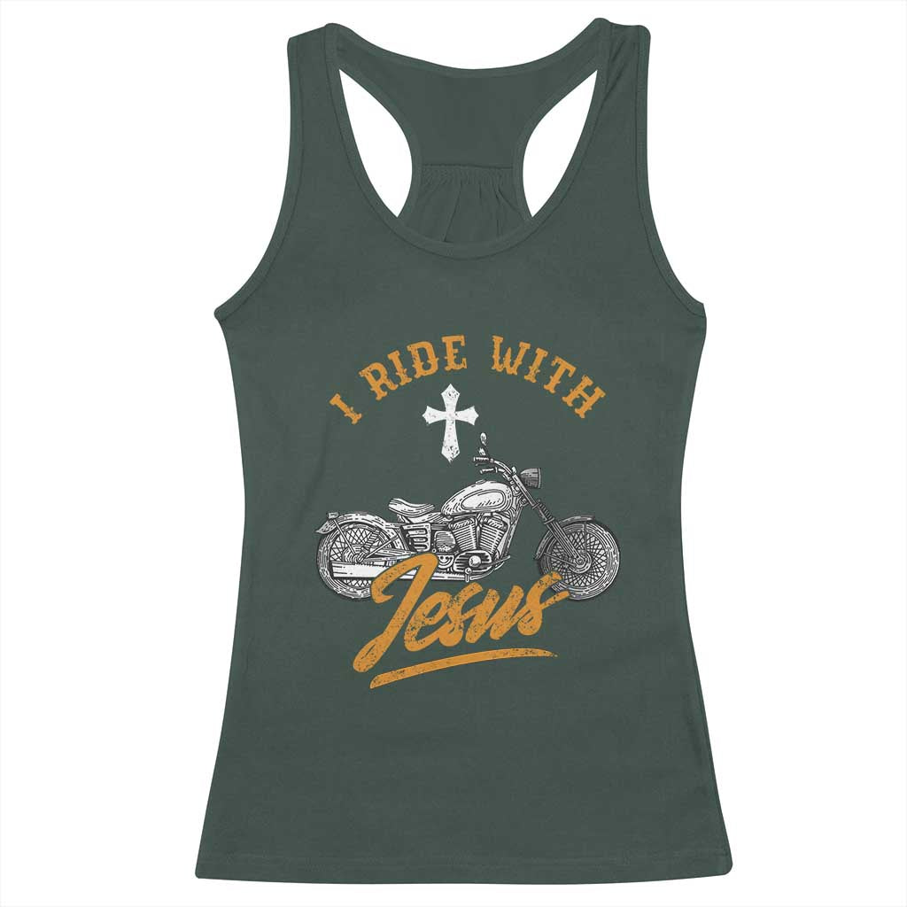 Christian Biker Racerback Tank Top I Ride With Jesus Faith Motorcycle