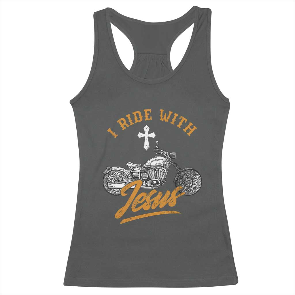 Christian Biker Racerback Tank Top I Ride With Jesus Faith Motorcycle
