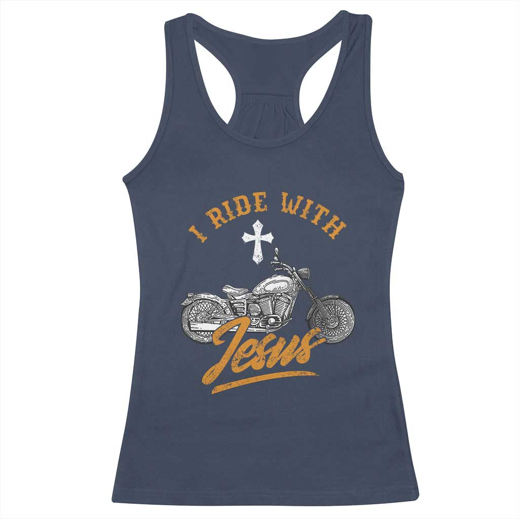 Christian Biker Racerback Tank Top I Ride With Jesus Faith Motorcycle