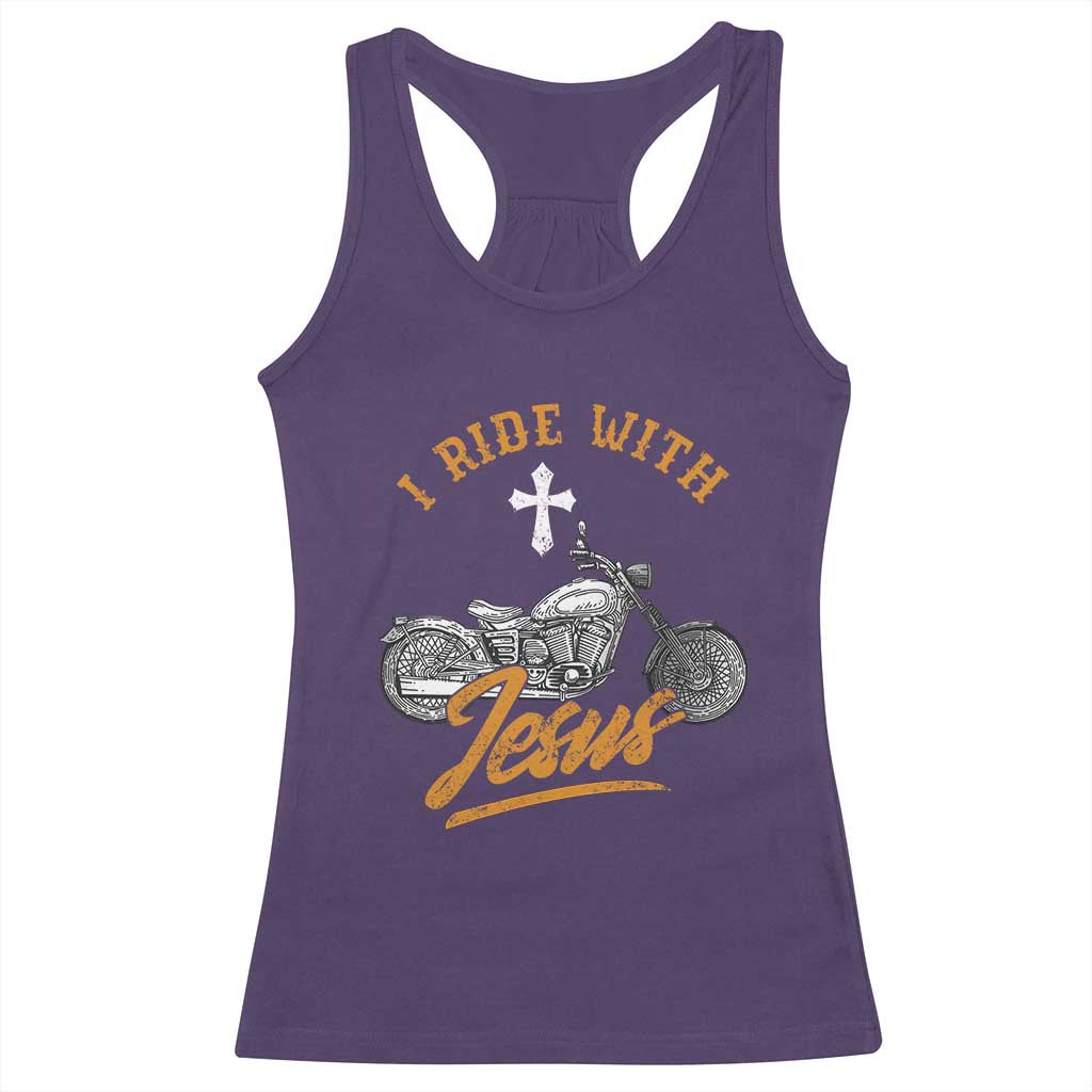 Christian Biker Racerback Tank Top I Ride With Jesus Faith Motorcycle