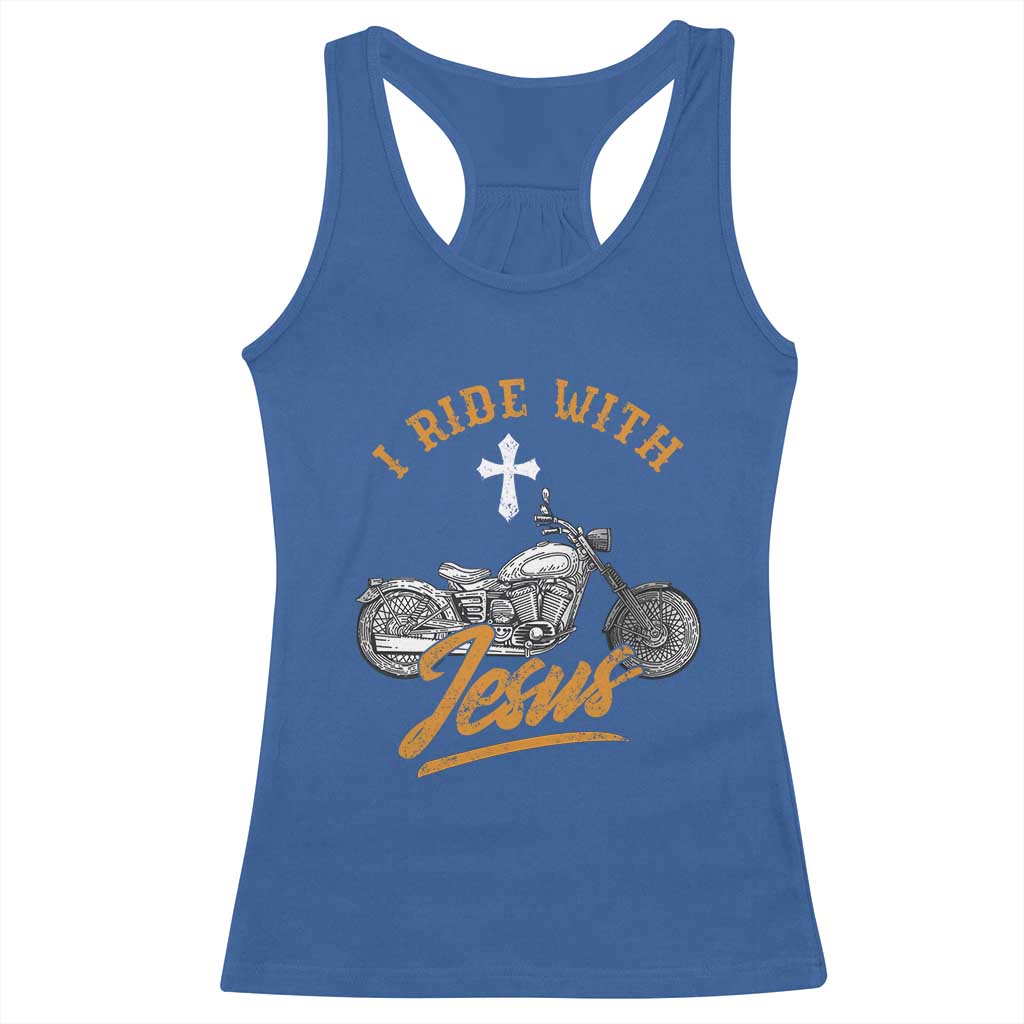 Christian Biker Racerback Tank Top I Ride With Jesus Faith Motorcycle