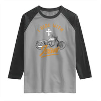 Christian Biker Raglan Shirt I Ride With Jesus Faith Motorcycle