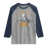 Christian Biker Raglan Shirt I Ride With Jesus Faith Motorcycle