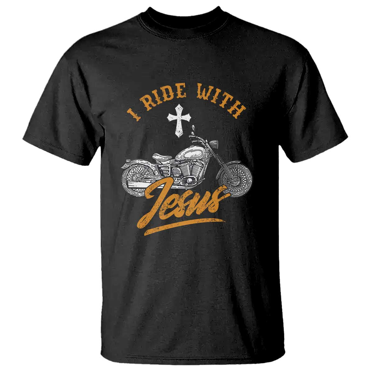 Christian Biker T Shirt I Ride With Jesus Faith Motorcycle