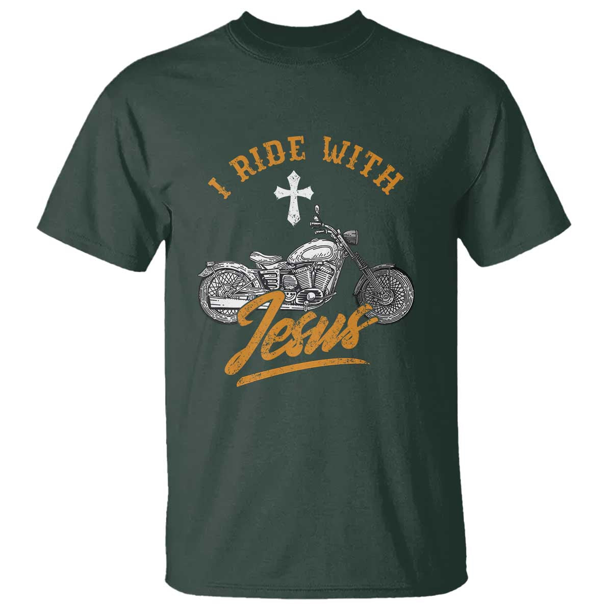 Christian Biker T Shirt I Ride With Jesus Faith Motorcycle