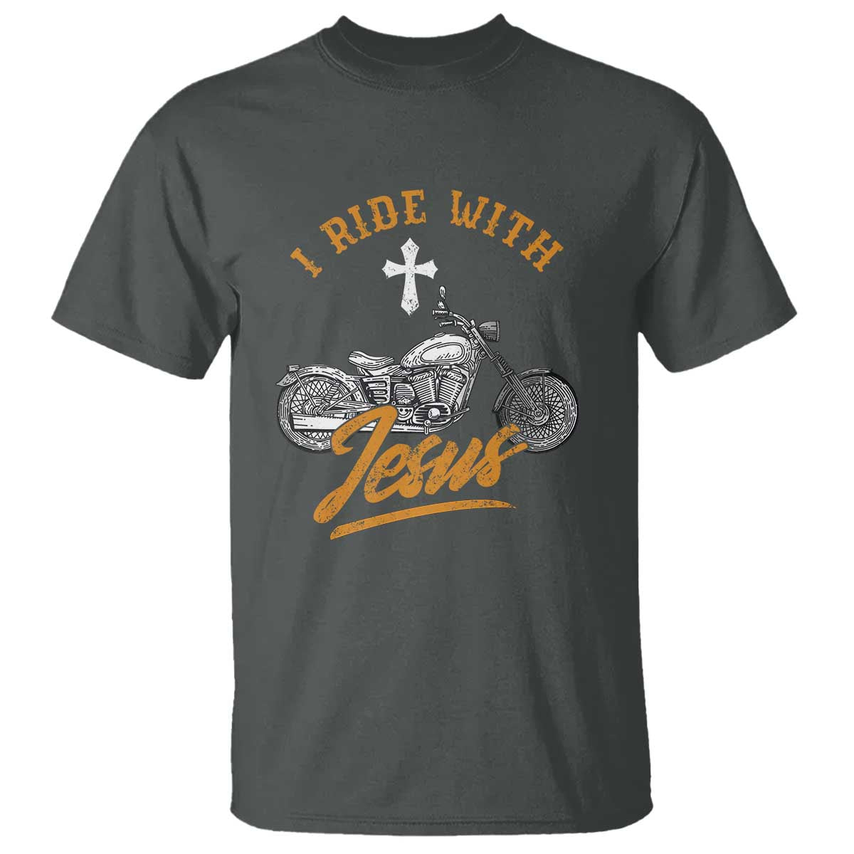 Christian Biker T Shirt I Ride With Jesus Faith Motorcycle