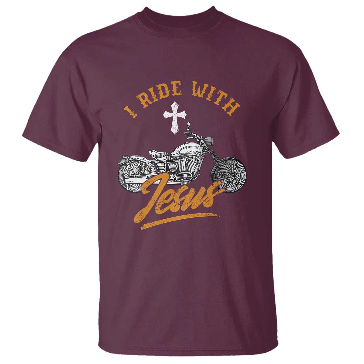 Christian Biker T Shirt I Ride With Jesus Faith Motorcycle
