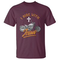 Christian Biker T Shirt I Ride With Jesus Faith Motorcycle