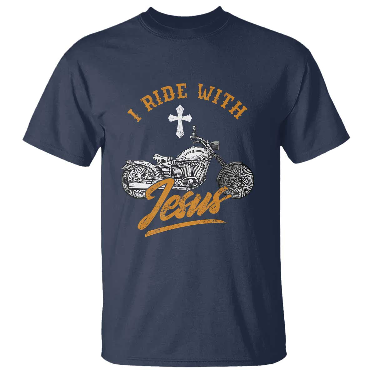 Christian Biker T Shirt I Ride With Jesus Faith Motorcycle