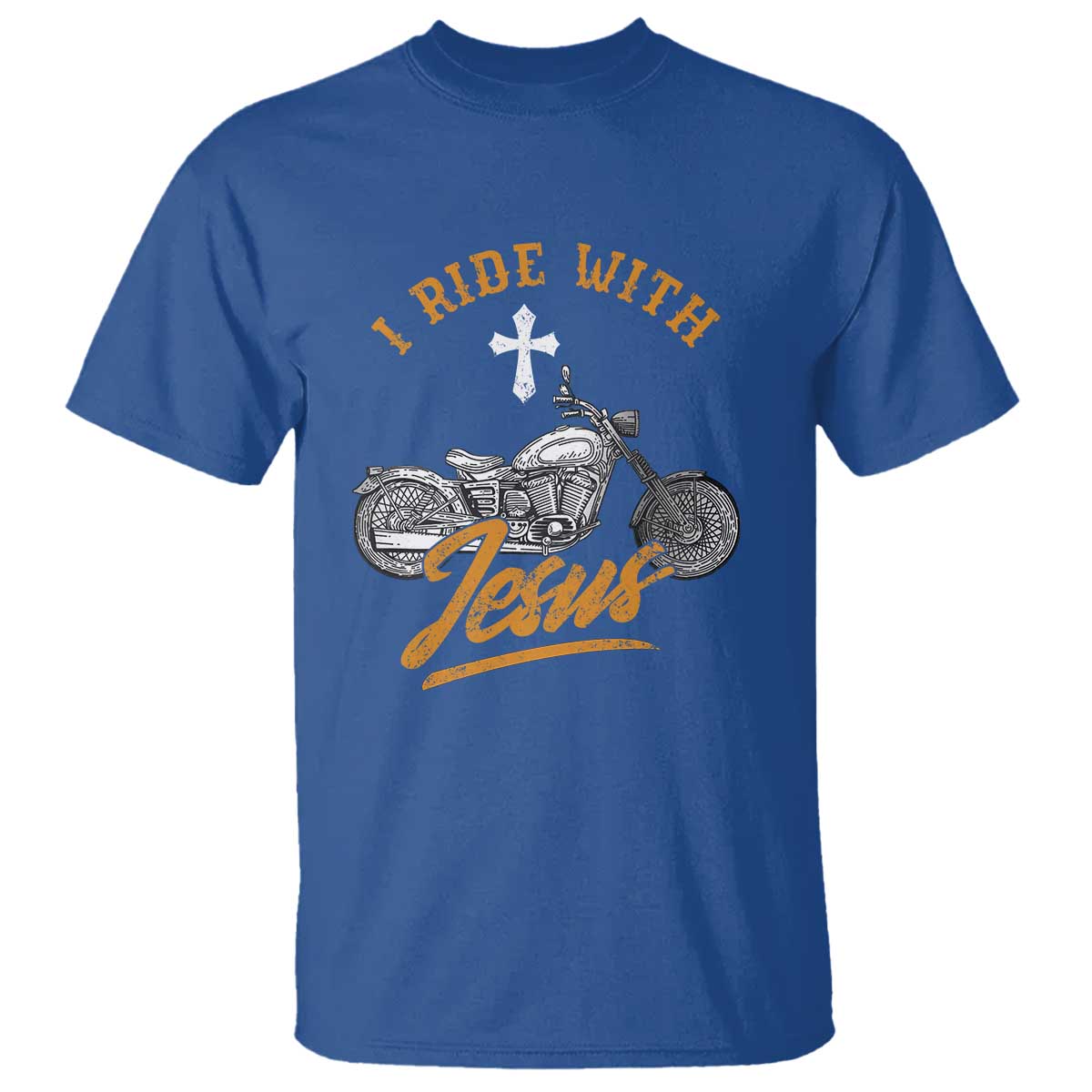 Christian Biker T Shirt I Ride With Jesus Faith Motorcycle