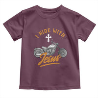 Christian Biker Toddler T Shirt I Ride With Jesus Faith Motorcycle