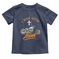 Christian Biker Toddler T Shirt I Ride With Jesus Faith Motorcycle