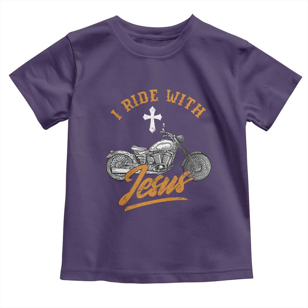 Christian Biker Toddler T Shirt I Ride With Jesus Faith Motorcycle