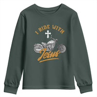 Christian Biker Youth Sweatshirt I Ride With Jesus Faith Motorcycle
