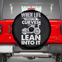 Funny Biker Spare Tire Cover When Life Throws You Curves Lean Into It Motorcycle