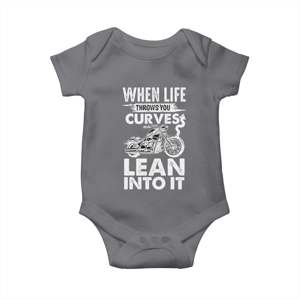 Funny Biker Baby Onesie When Life Throws You Curves Lean Into It Motorcycle