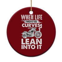 Funny Biker Ceramic Ornament When Life Throws You Curves Lean Into It Motorcycle - Wonder Print Shop