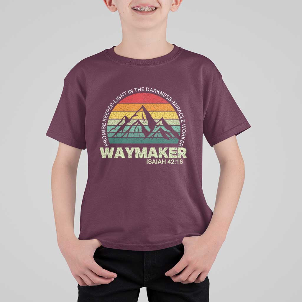 Christian Faith T Shirt For Kid Waymaker Promise Keeper Miracle Worker Retro Vintage TS02