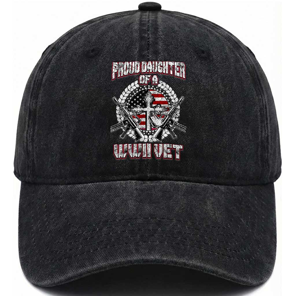 Proud Daughter Of A WWII Vet Washed Cotton Baseball Cap World War 2 Veteran WW2