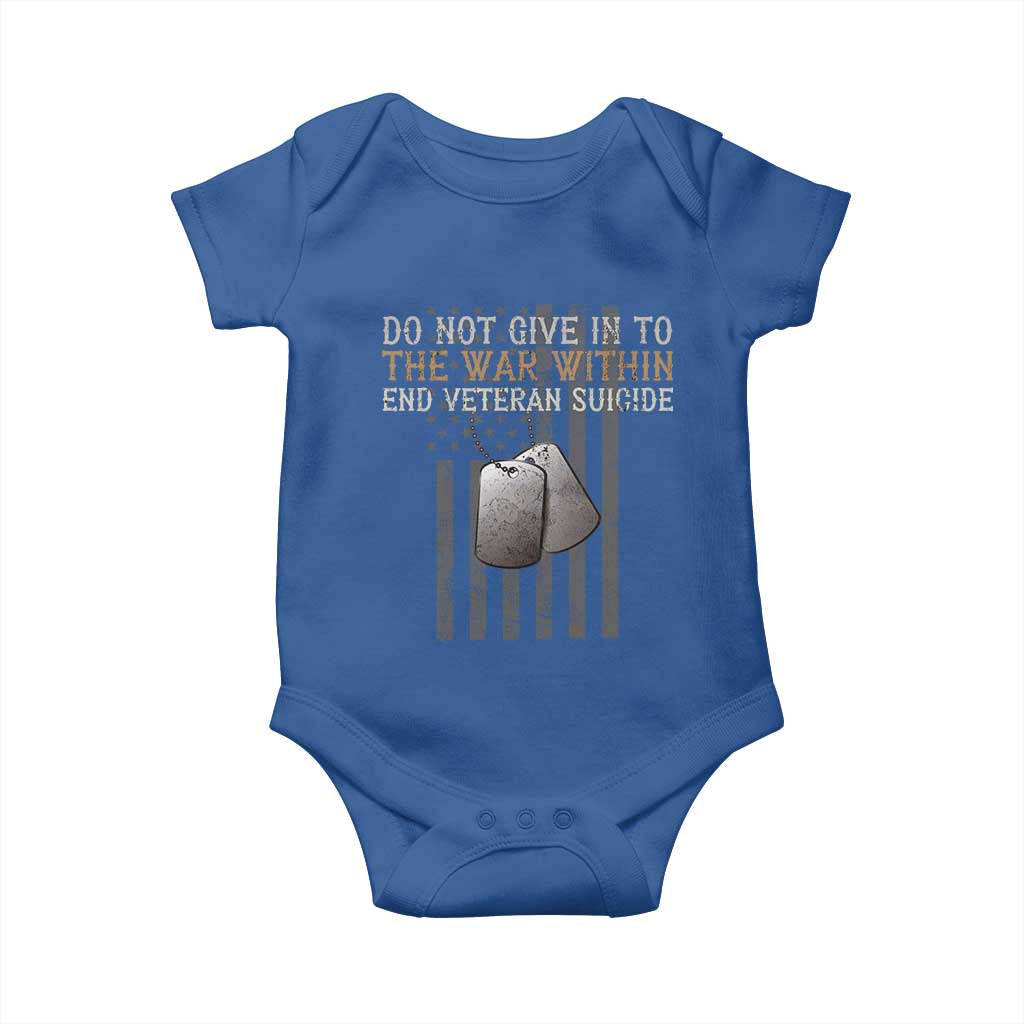 Veteran Suicide Awareness Baby Onesie Do Not Give In To The War Within Patriotic US Flag
