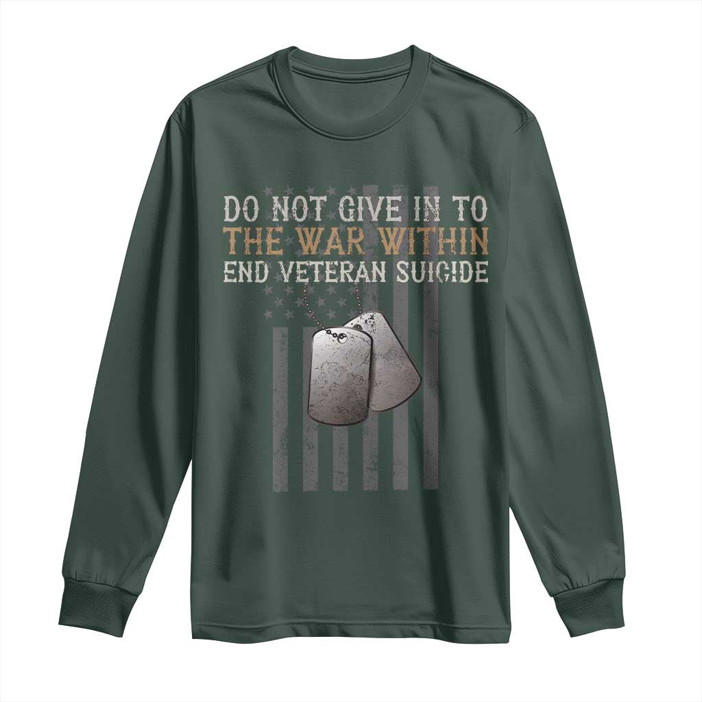 Veteran Suicide Awareness Long Sleeve Shirt Do Not Give In To The War Within Patriotic US Flag