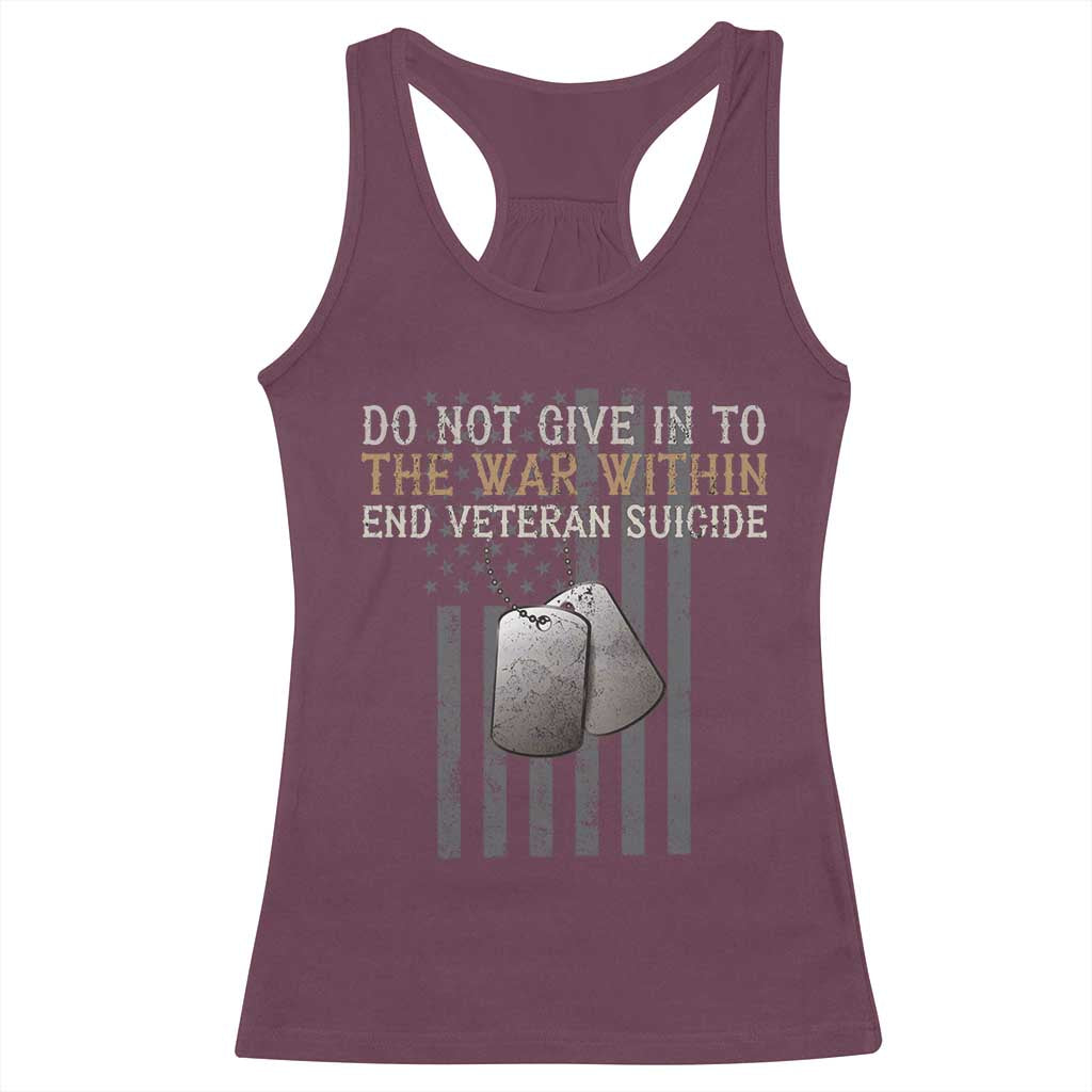 Veteran Suicide Awareness Racerback Tank Top Do Not Give In To The War Within Patriotic US Flag