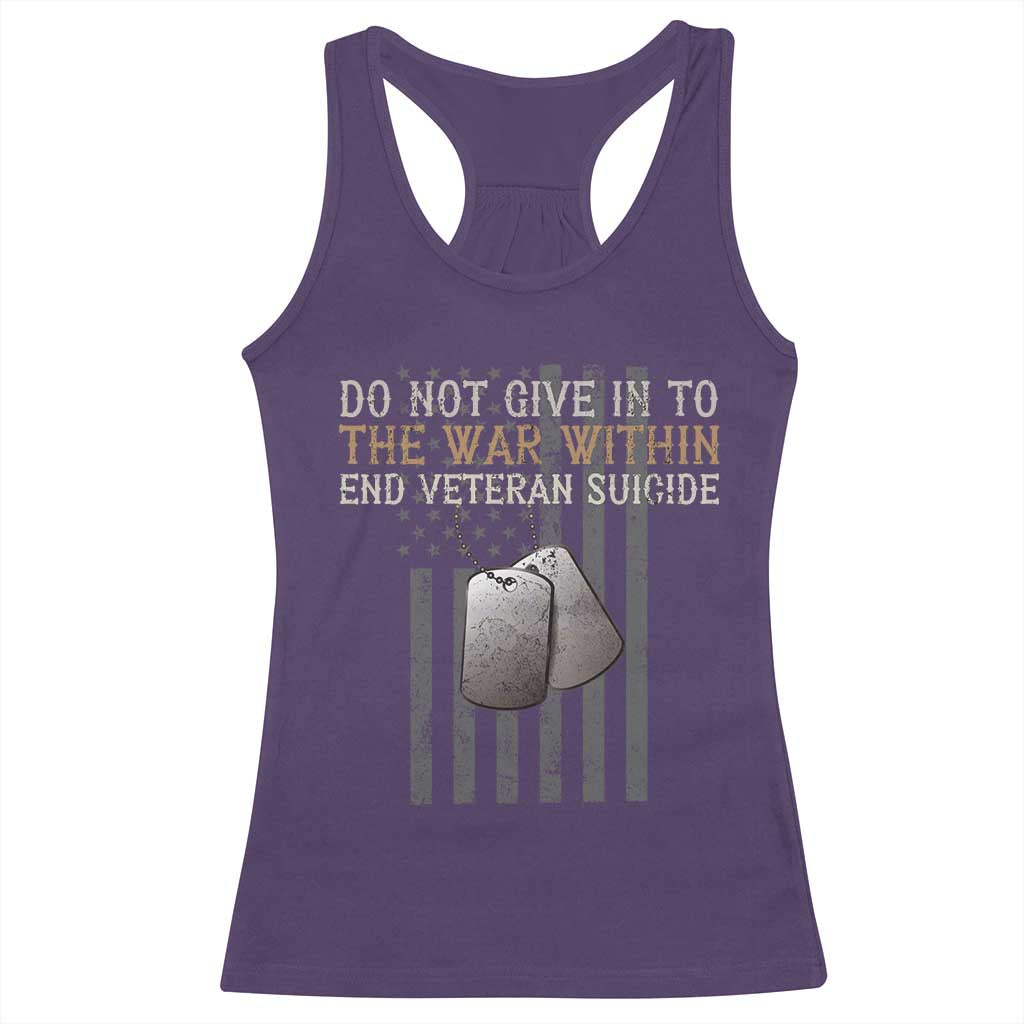 Veteran Suicide Awareness Racerback Tank Top Do Not Give In To The War Within Patriotic US Flag