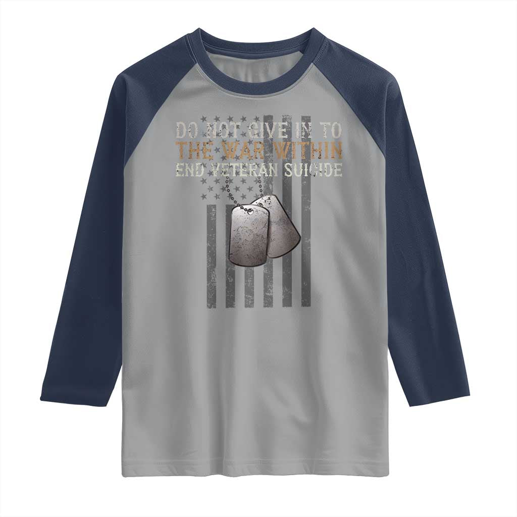 Veteran Suicide Awareness Raglan Shirt Do Not Give In To The War Within Patriotic US Flag