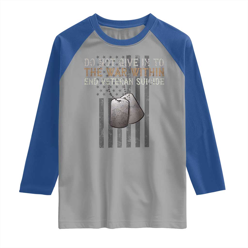 Veteran Suicide Awareness Raglan Shirt Do Not Give In To The War Within Patriotic US Flag