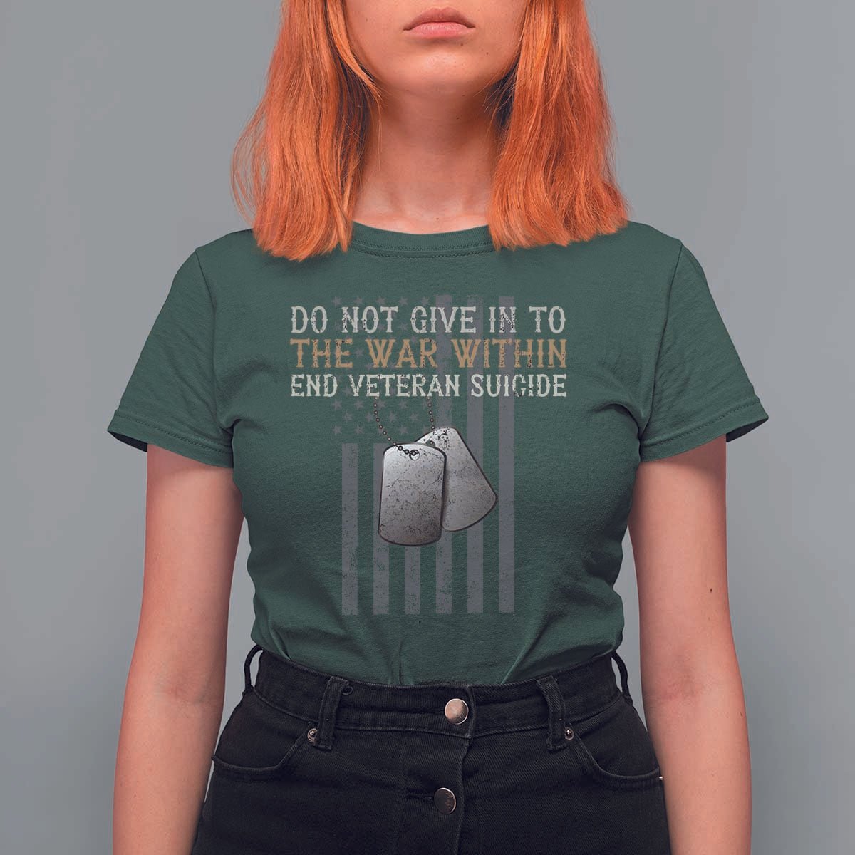 Veteran Suicide Awareness T Shirt For Women Do Not Give In To The War Within Patriotic US Flag