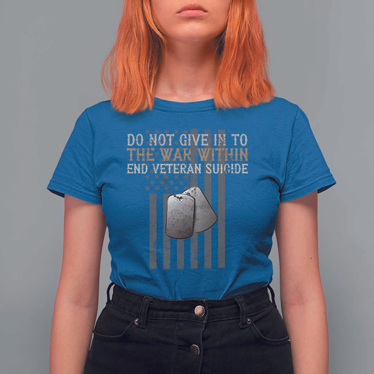 Veteran Suicide Awareness T Shirt For Women Do Not Give In To The War Within Patriotic US Flag