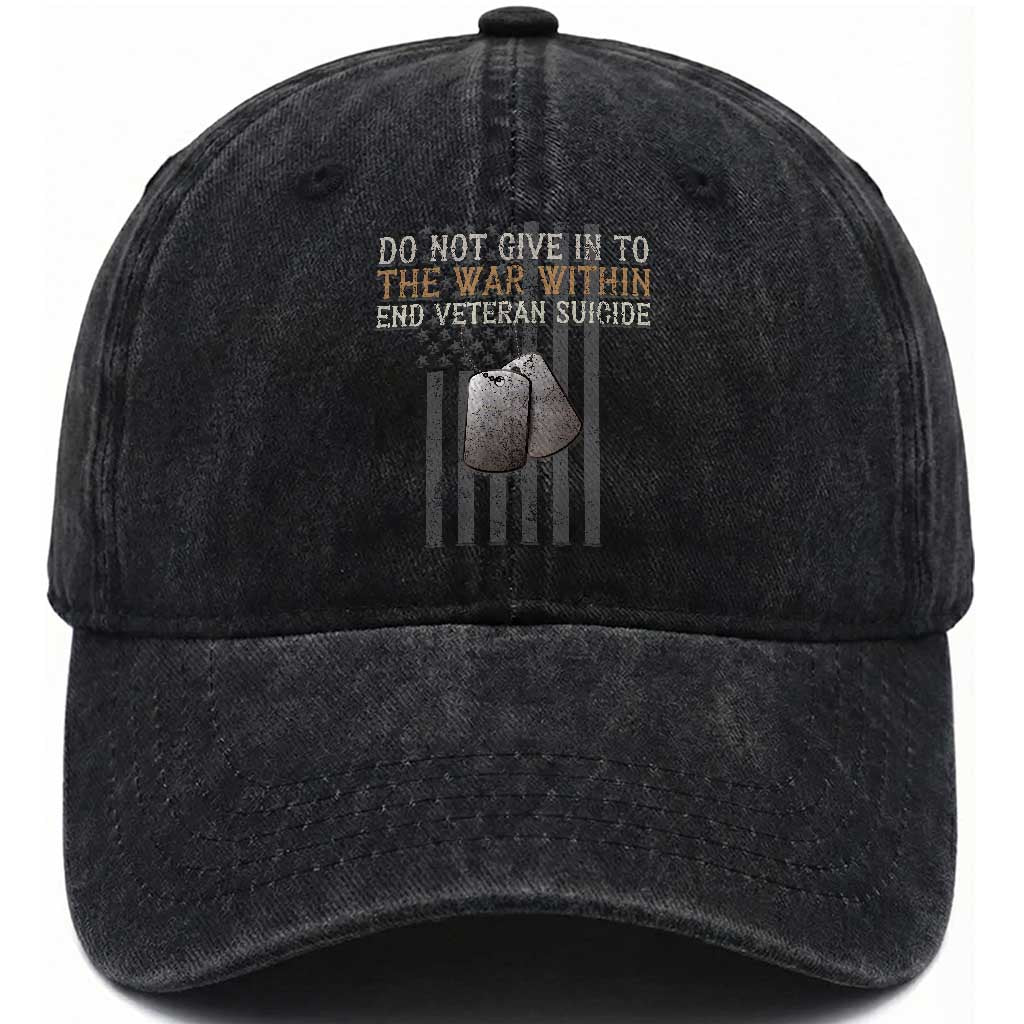 Veteran Suicide Awareness Washed Cotton Baseball Cap Do Not Give In To The War Within Patriotic US Flag