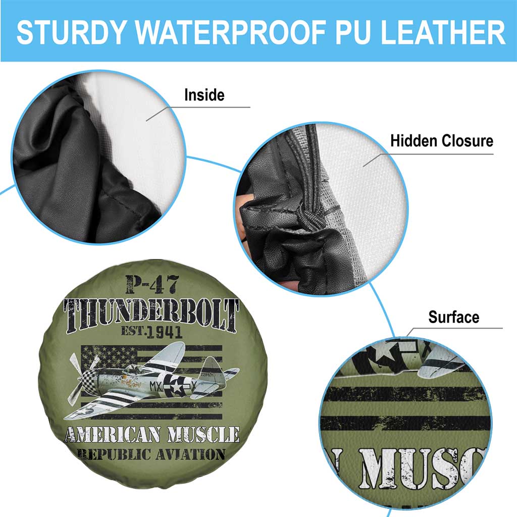 P-47 Thunderbolt WWII Airplane Spare Tire Cover American Muscle Vintage