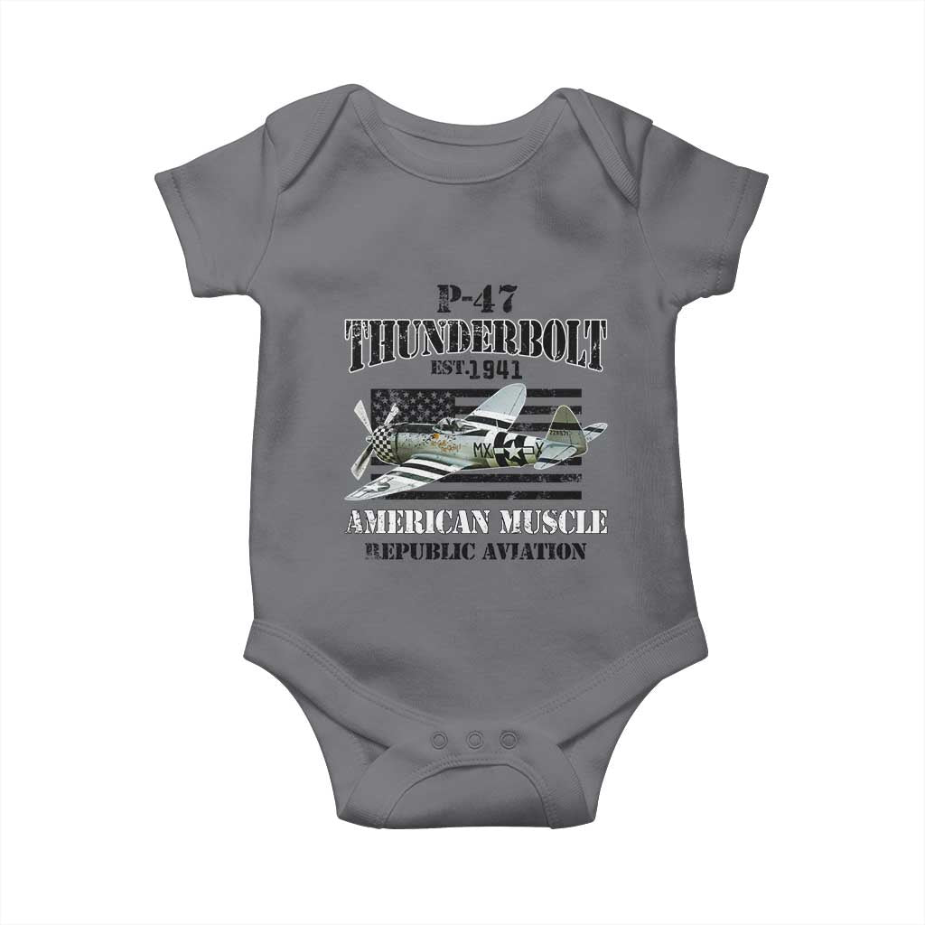 P-47 Thunderbolt WWII Airplane Baby Onesie American Muscle Vintage