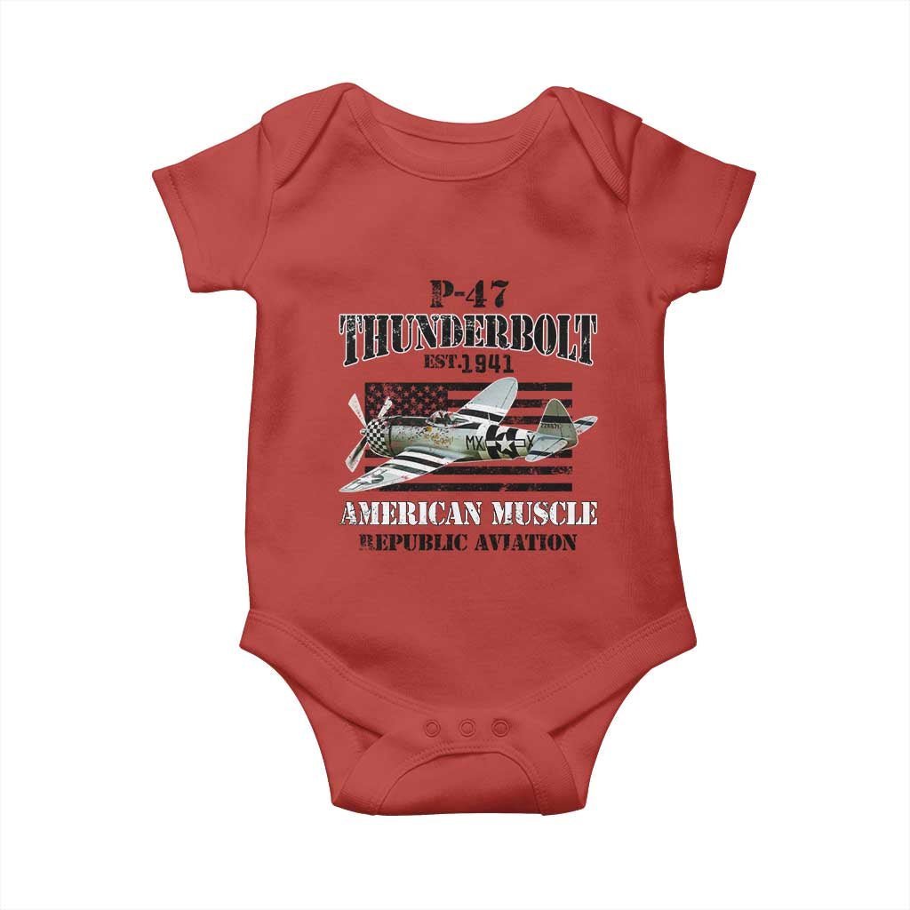 P-47 Thunderbolt WWII Airplane Baby Onesie American Muscle Vintage