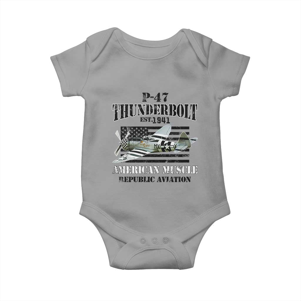 P-47 Thunderbolt WWII Airplane Baby Onesie American Muscle Vintage