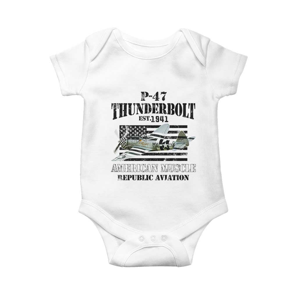 P-47 Thunderbolt WWII Airplane Baby Onesie American Muscle Vintage