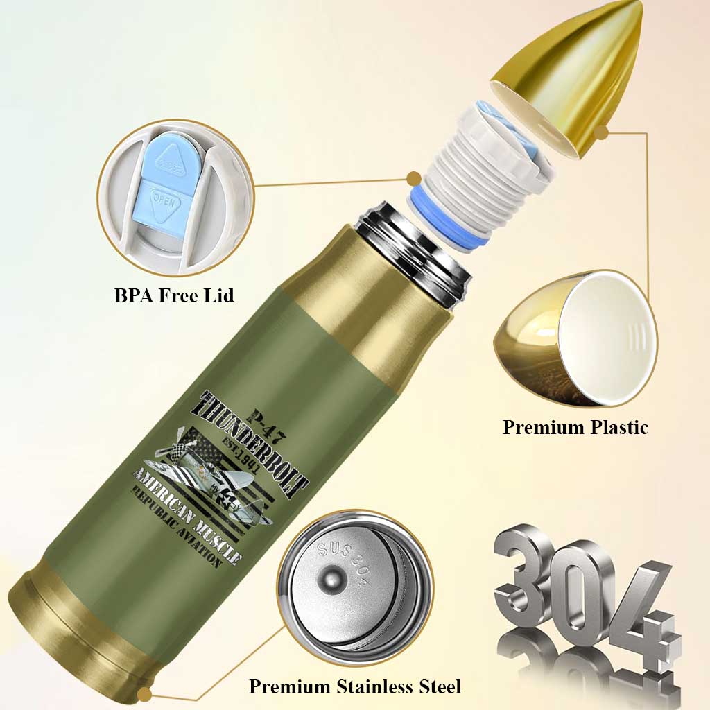P-47 Thunderbolt WWII Airplane Bullet Tumbler American Muscle Vintage