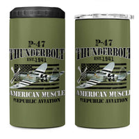 P-47 Thunderbolt WWII Airplane 4 in 1 Can Cooler Tumbler American Muscle Vintage