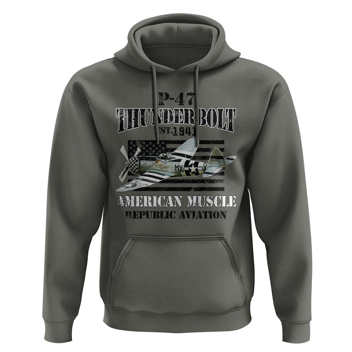 P-47 Thunderbolt WWII Airplane Hoodie American Muscle Vintage