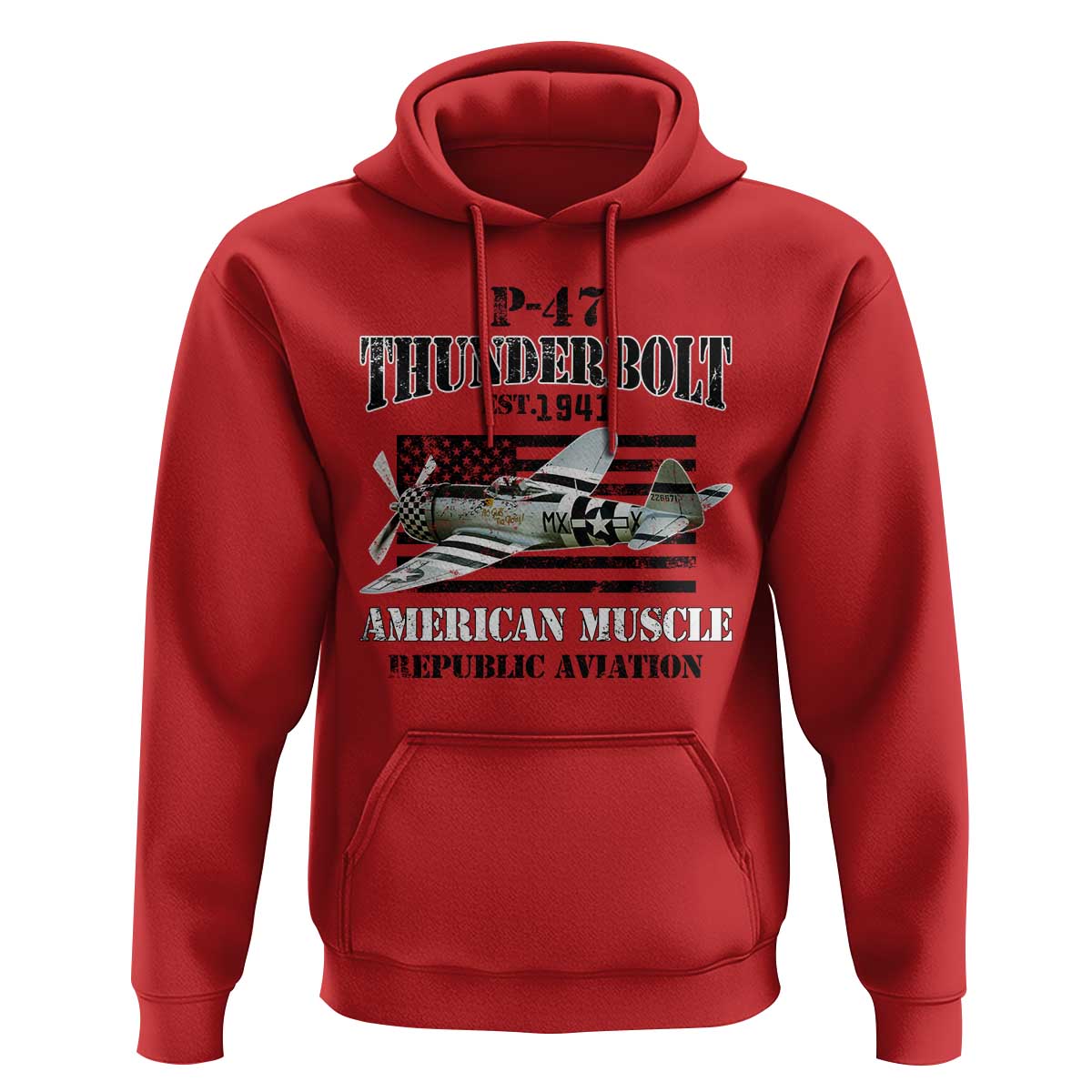 P-47 Thunderbolt WWII Airplane Hoodie American Muscle Vintage